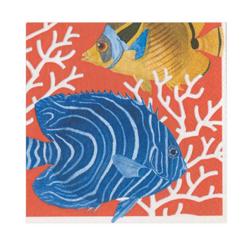 Caspari Cocktail Napkins: Coral Reef